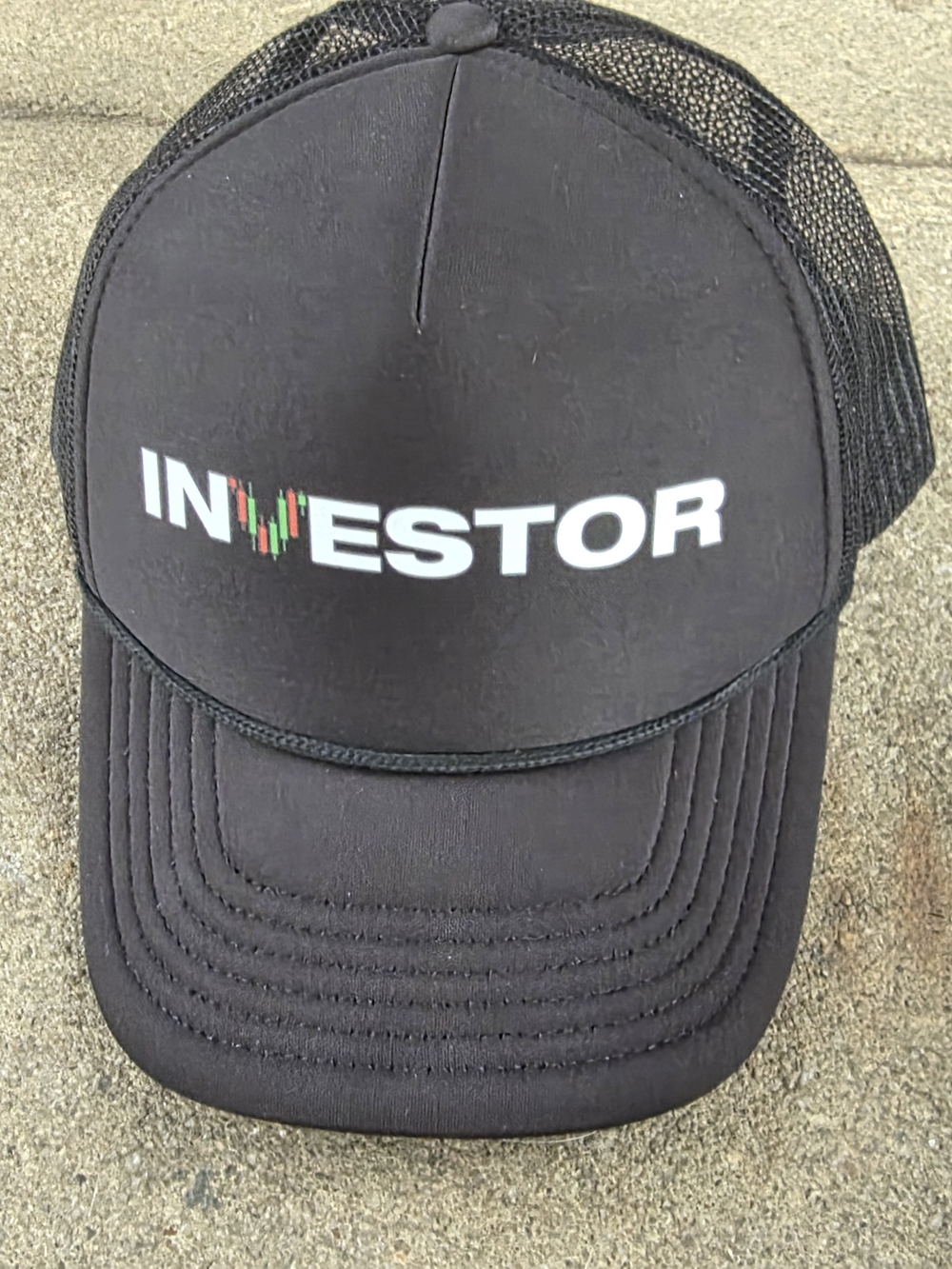 Black Mesh Trucker Cap Investor Hat Large